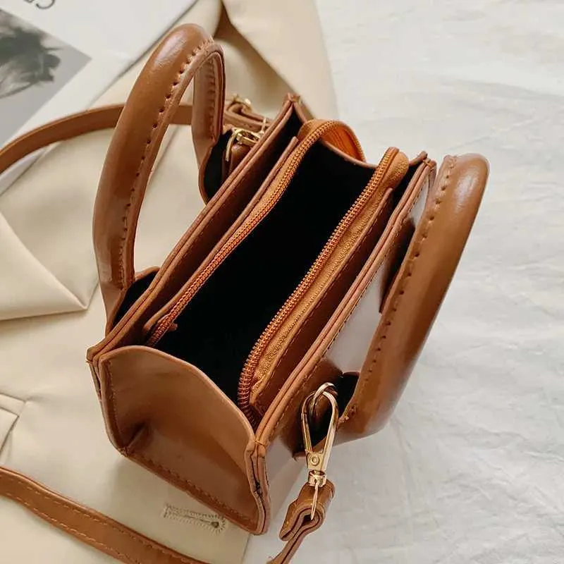 Retro Mini Square Handbag For Women Pu Leather Shoulder Messenger_voghion.com