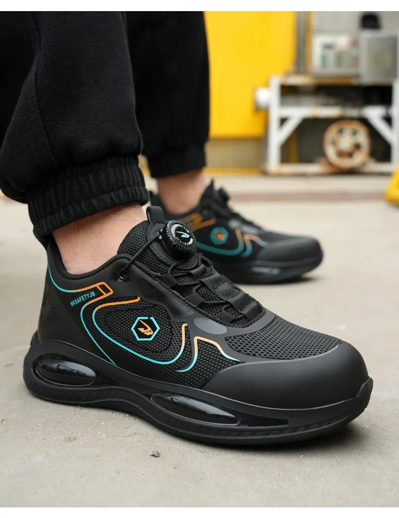 Chaussures de sécurité imperméables pour hommes, bout en acier, protection à coussin d'air et bouton rotatif, pointure 47/48, 250402_voghion.com