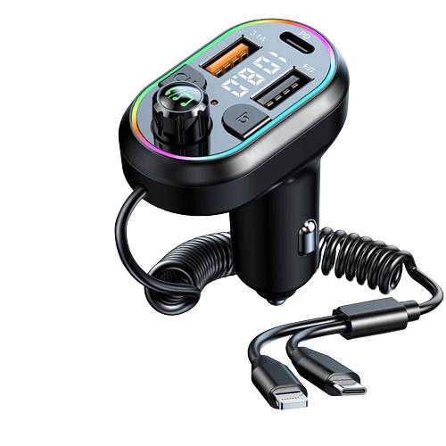 Bluetooth 5.0 FM Transmitter Wireless Audio Receiver Car MP3 Player 25W PD Fast Charge With Type-C Port Charging Cable_voghion.com