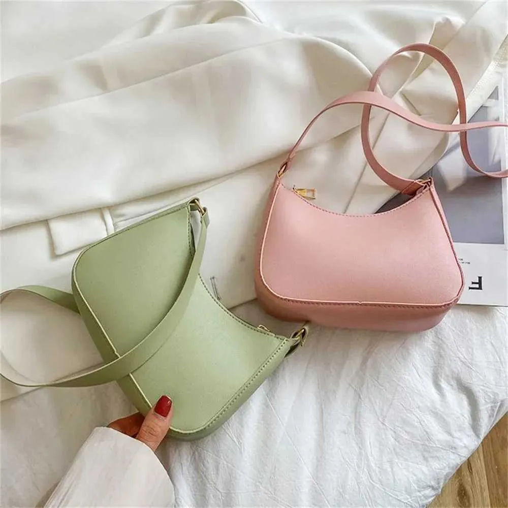 2024 Nuove borse alla moda da donna retrò in pelle PU tinta unita con tracolla sottobraccio casual da donna Hobos piccola pochette_voghion.com