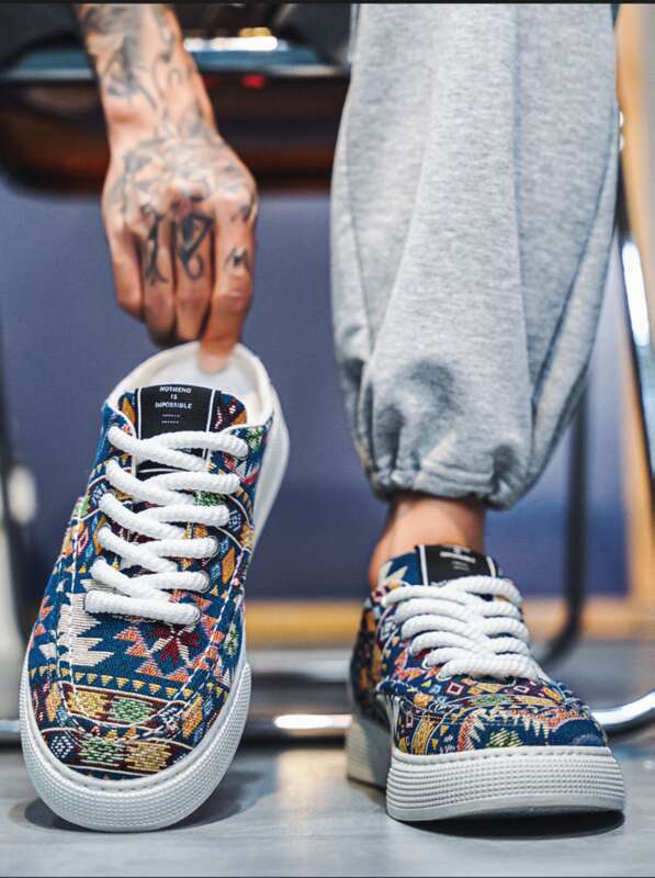 Men Casual Slip-on Fashion Comfort Flat Bottom Trendy Printing Canvas Versatile Designer Shoes Multi Color Free Shipping_voghion.com