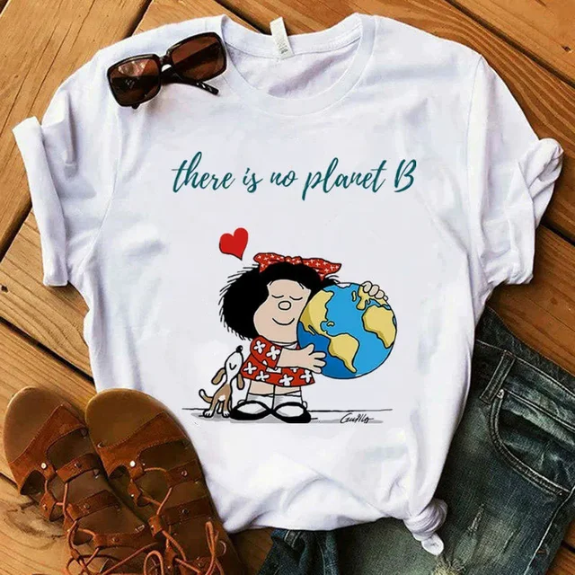 Heißer verkauf Mafalda T-Shirt Won Sumr Haruku Casual Kurzarm T-Shirts Streetwear Oansatz Weiß Tops T 90s Cartoon T-shirt_voghion.com