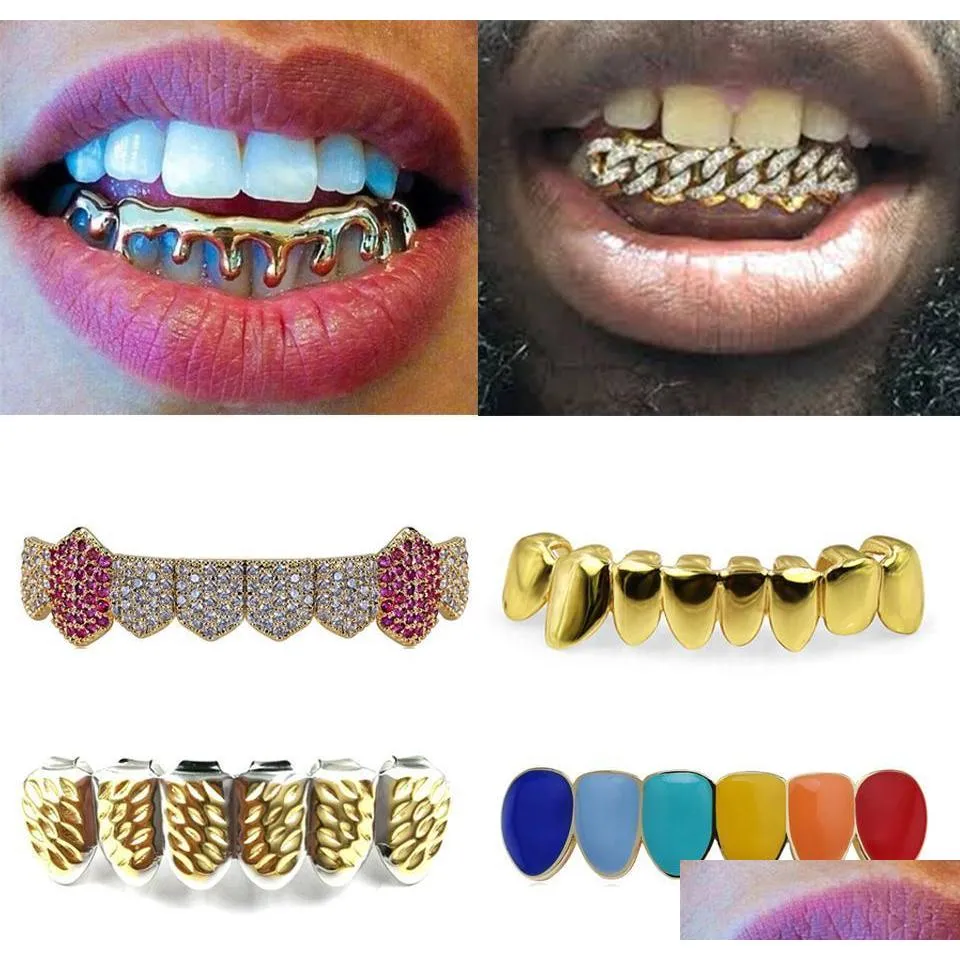 Goldzahnspangen Punk Hip Hop Mticolor Dia Benutzerdefinierte Bottom Grillz Dental Mund Fang Grills Zahnkappe VA DHGPQ_voghion.com