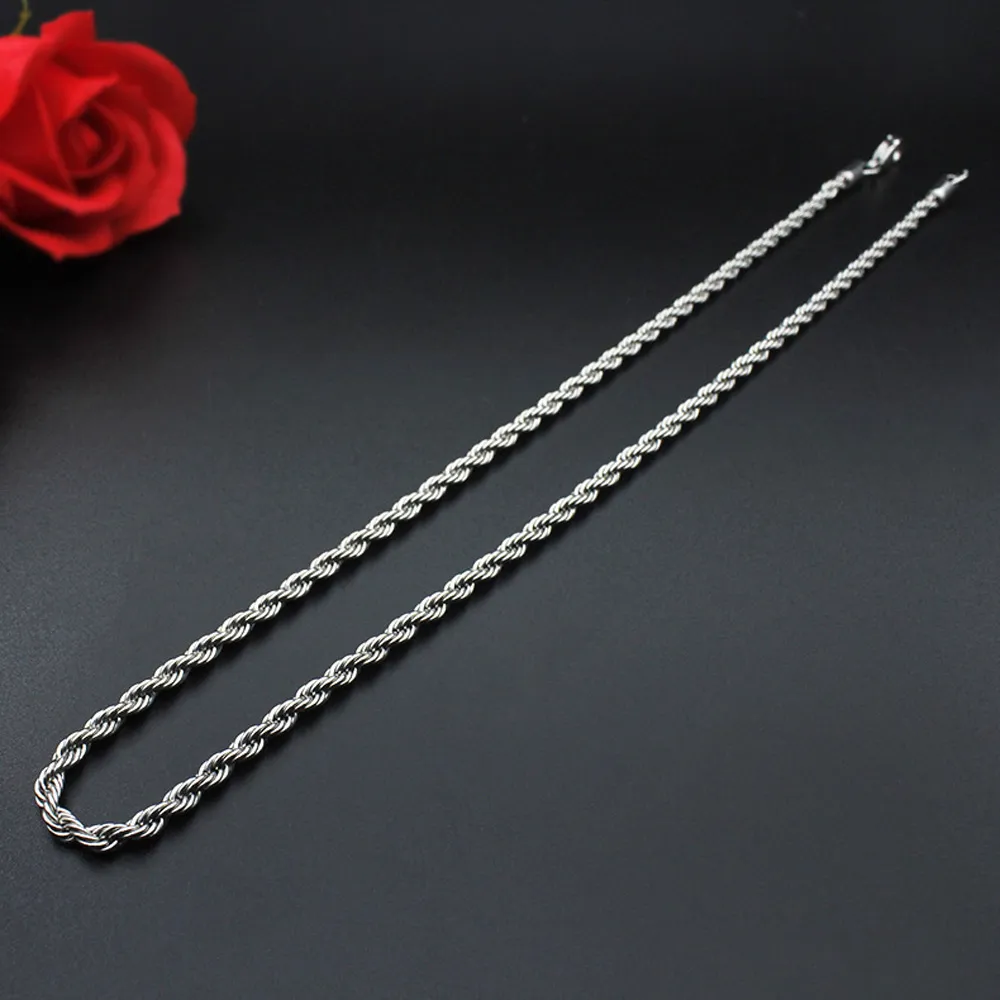 Rope Chain Necklace Titanium Twisted Stainless Steel Jewellery_voghion.com