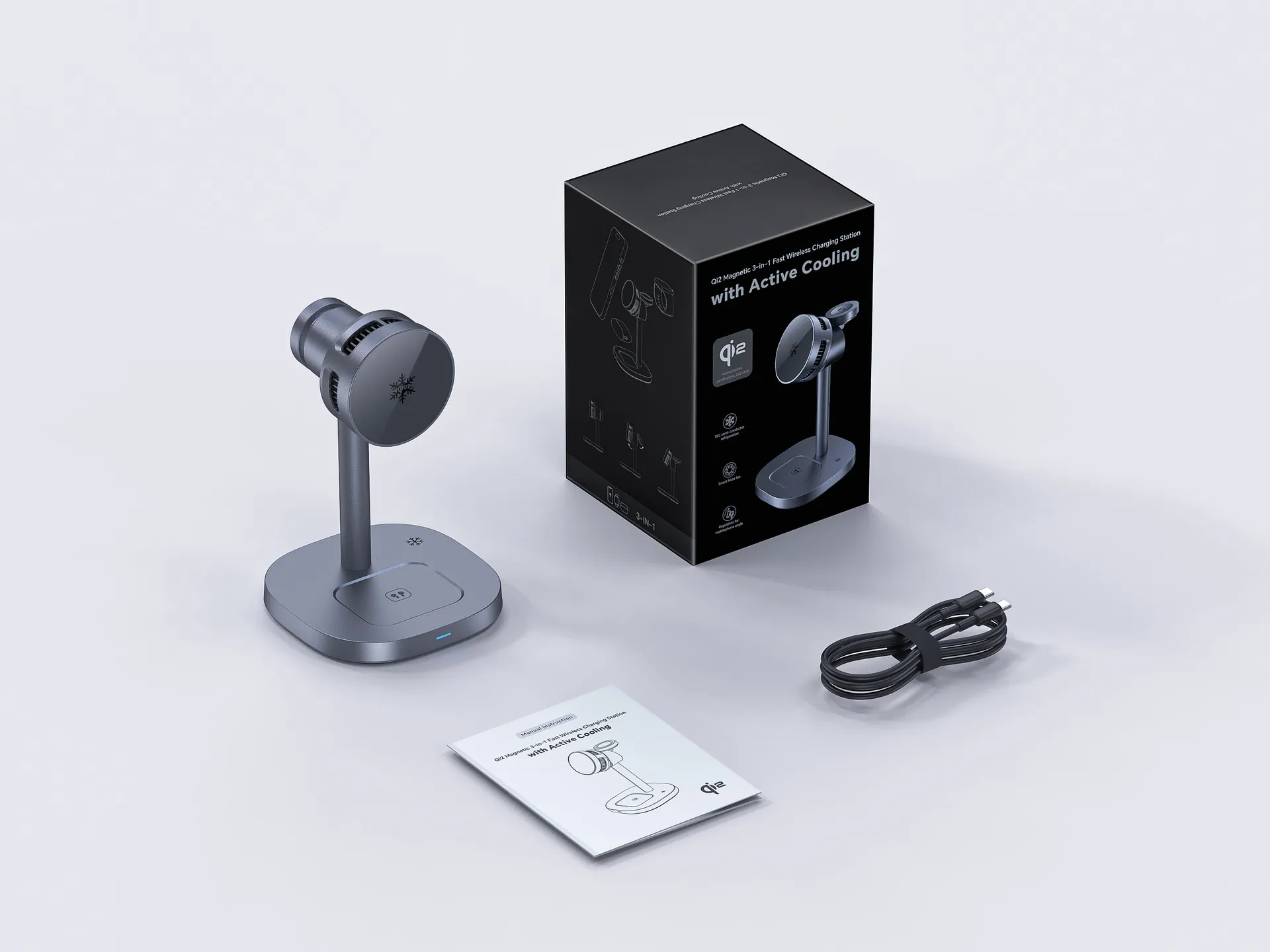 Nouveau chargeur, réfrigération à semi-conducteur, support magnétique pour téléphone portable, charge sans fil rapide 3-en-1 15 W_voghion.com