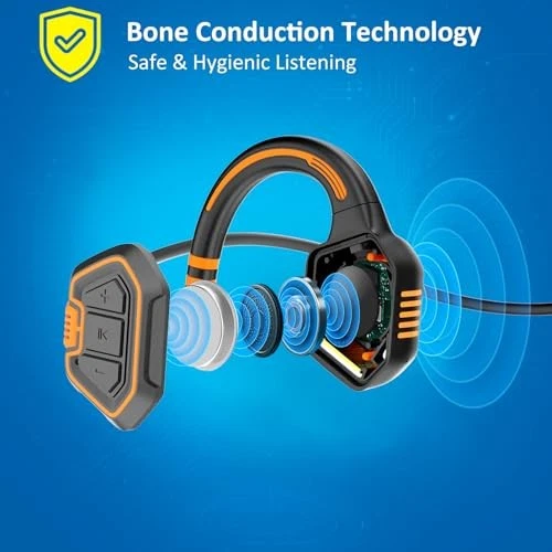 Cuffie da nuoto a conduzione ossea - IP68 impermeabili, auricolari aperti, Bluetooth, arancioni_voghion.com