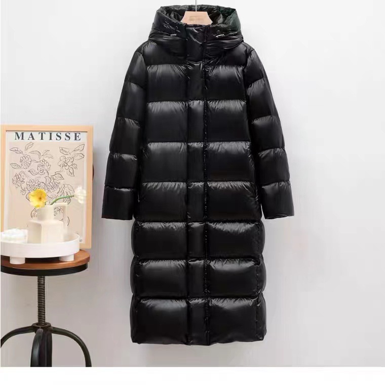 Vêtements pour femmes Hiver Nouveaux manteaux d'hiver en or noir Veste Manteau épais long au-dessus du genou pour femmes et hommes