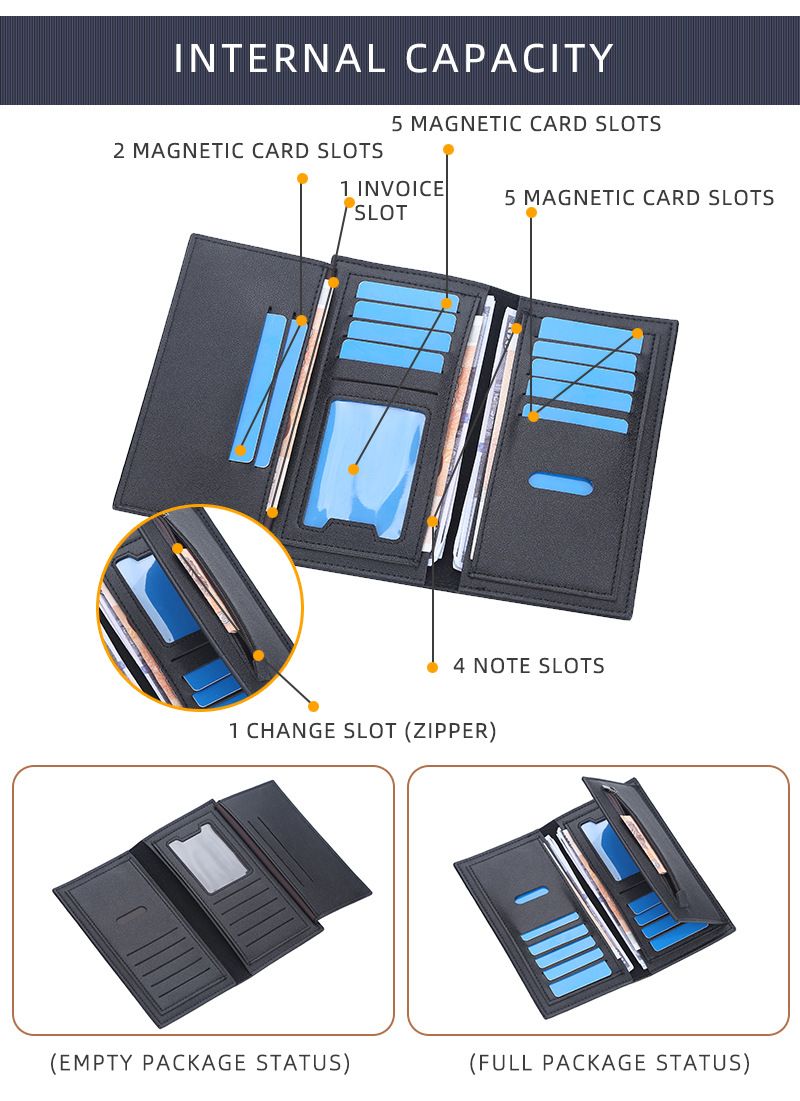 Baellerry Crocodile Head Multi-card Zipper Clutch Business Thin Wallet_voghion.com