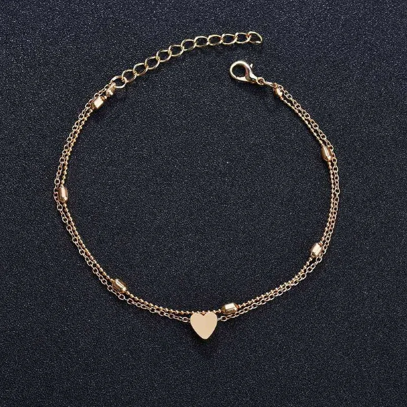 Chaînes Sexy Été Mode Amour Collier Femme Chaîne En Os Plaqué Or Coeur Cou Bijoux De Corps Bracelet De Cheville Ornement_voghion.com