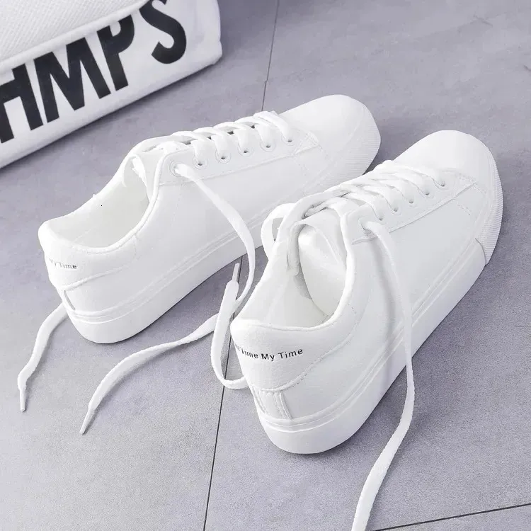 Dames Sport Mode Ademend Gevulkaniseerd Pu Leer Platform Witte Veter Casual Schoenen atos Onbedrukt Goed Product_voghion.com