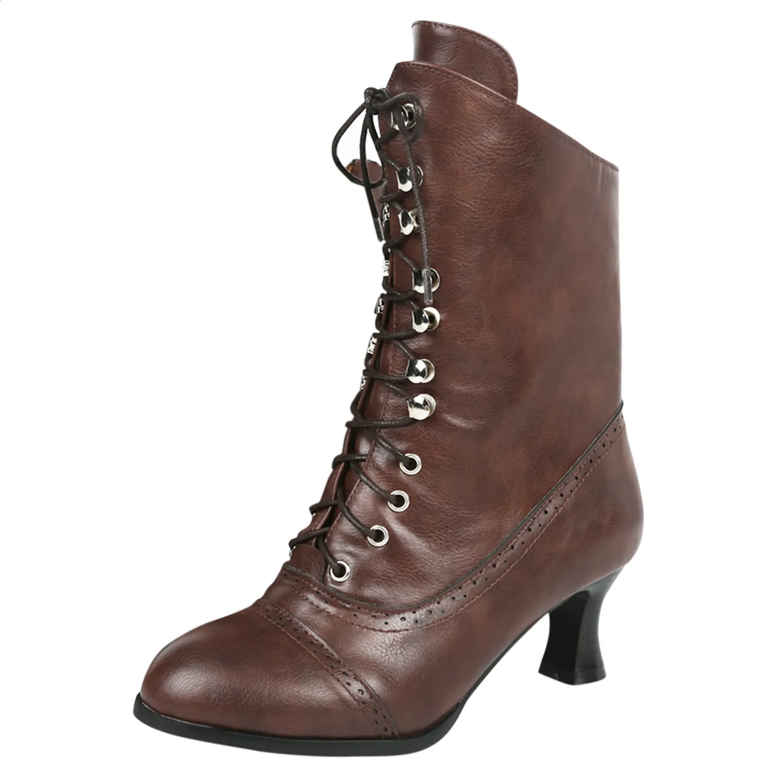 Primavera Inverno Donna Décolleté Qualità Lacci Europei Signore Pu Tacchi Alti Stivali Scarpe Donna Stivaletti 240830_voghion.com