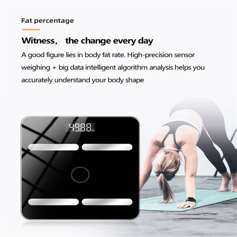 Bluetooth Smart Kropsfedtvægt Opladningsvægt Elektronisk Vægt Kropsvægt Voksenfedtvægt Vejning BMI Analyzer_voghion.com