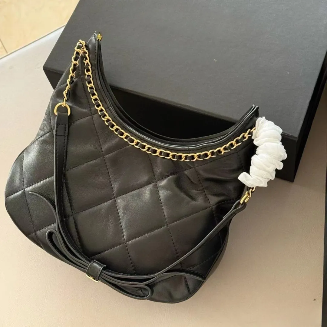 Leather Handbags Soft Sheepskin Shoulder - Quilted Design Women's Hobo Bag With Bowknot Straps, 2617cm_voghion.com