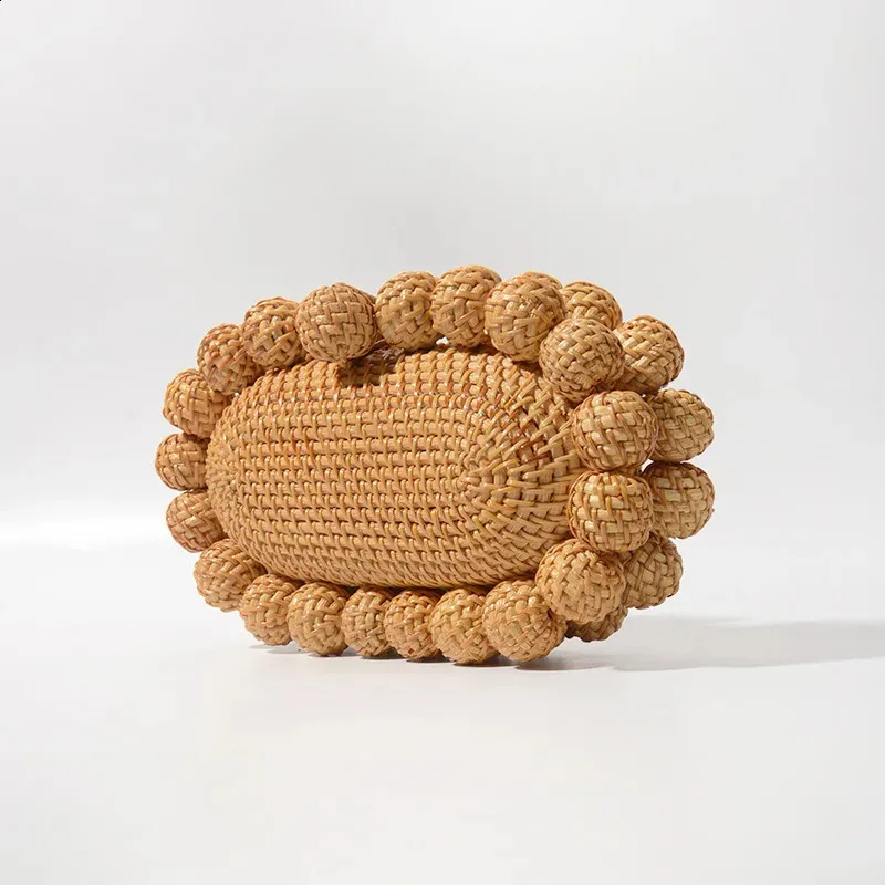 Borsa a mano in vimini con motivo a uovo da donna, in rattan, per feste di nozze, borsa estiva da spiaggia, in vimini 2024 240827_voghion.com