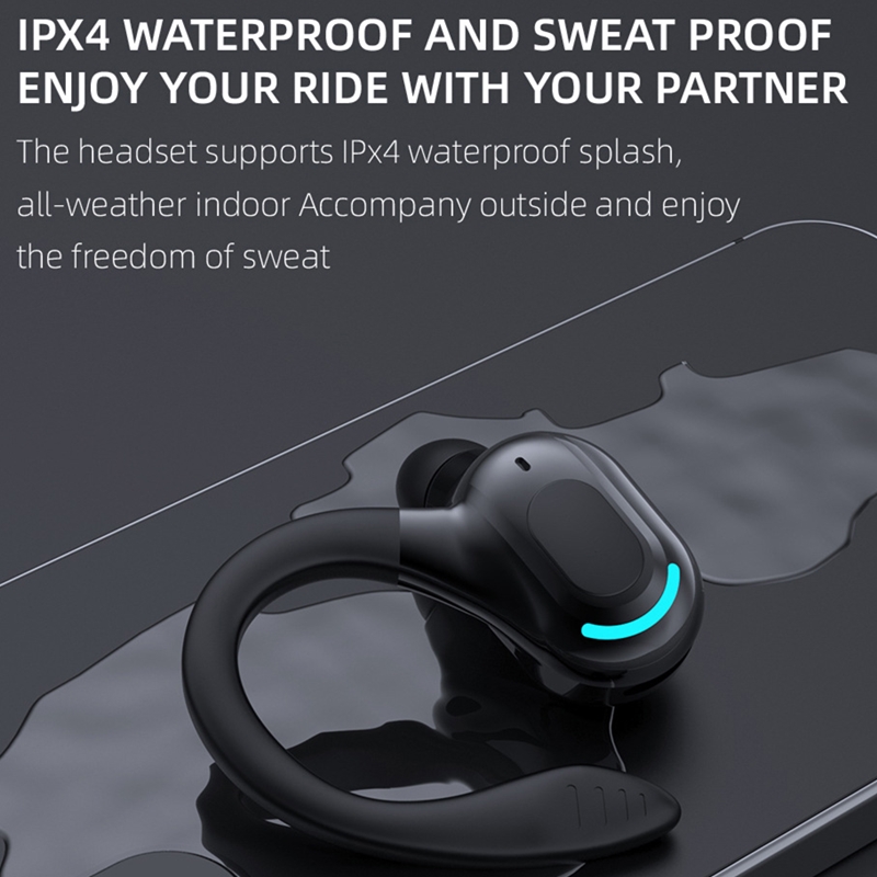 Auricolare Bluetooth V5.2 appeso all'orecchio in esecuzione ascolto canzone impermeabile wireless mini stereo HIFI con microfono riduzione del rumore auricolari_voghion.com