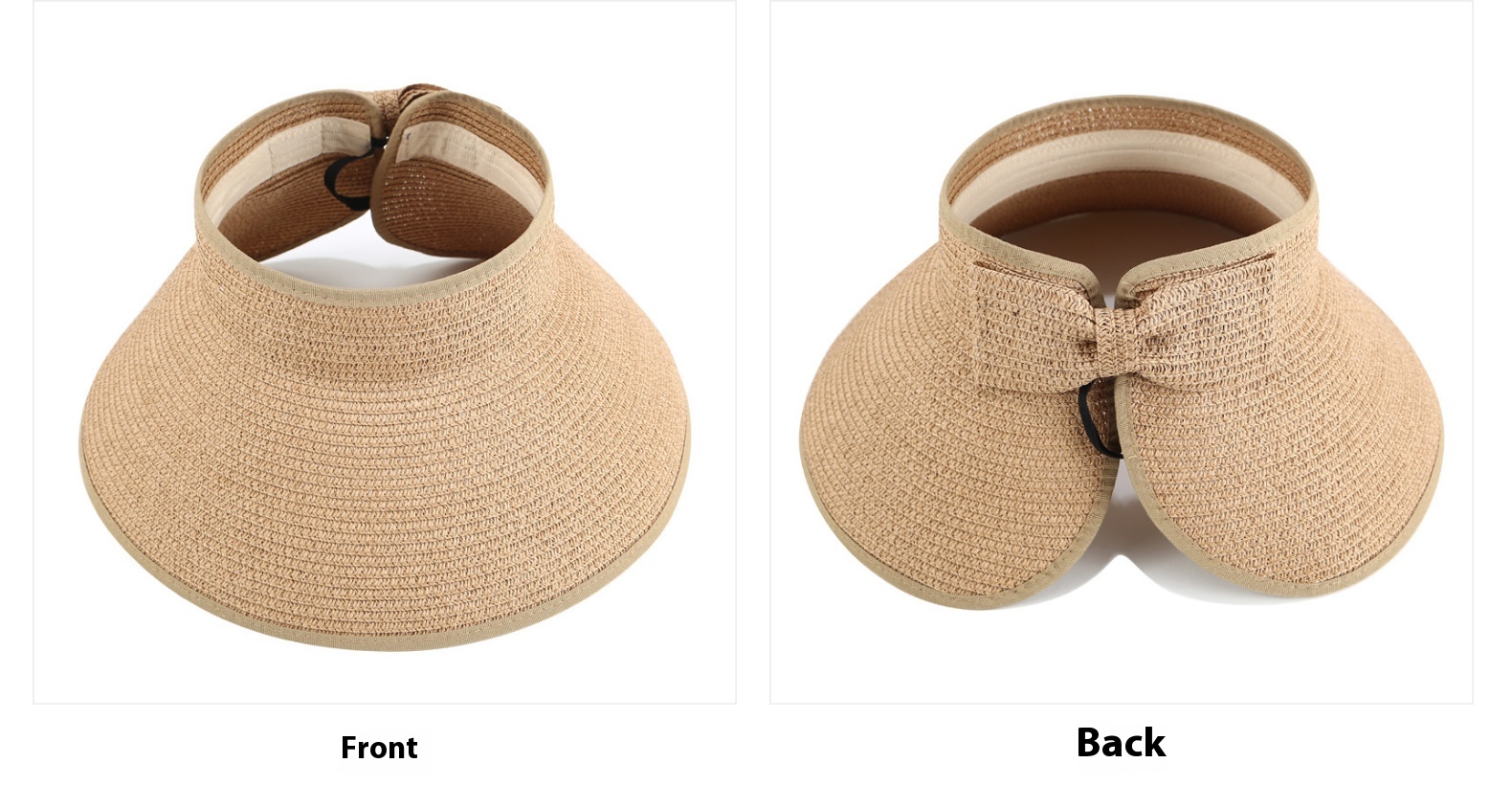 Women's Straw Beach Hat Empty Top Sun Protection Folding Brim_voghion.com