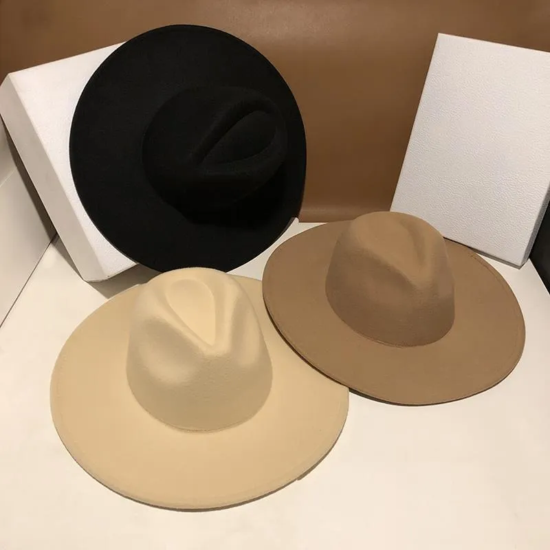 Black jazz British vintage Panama brimmed 2023 new style flat edge top hat woman_voghion.com