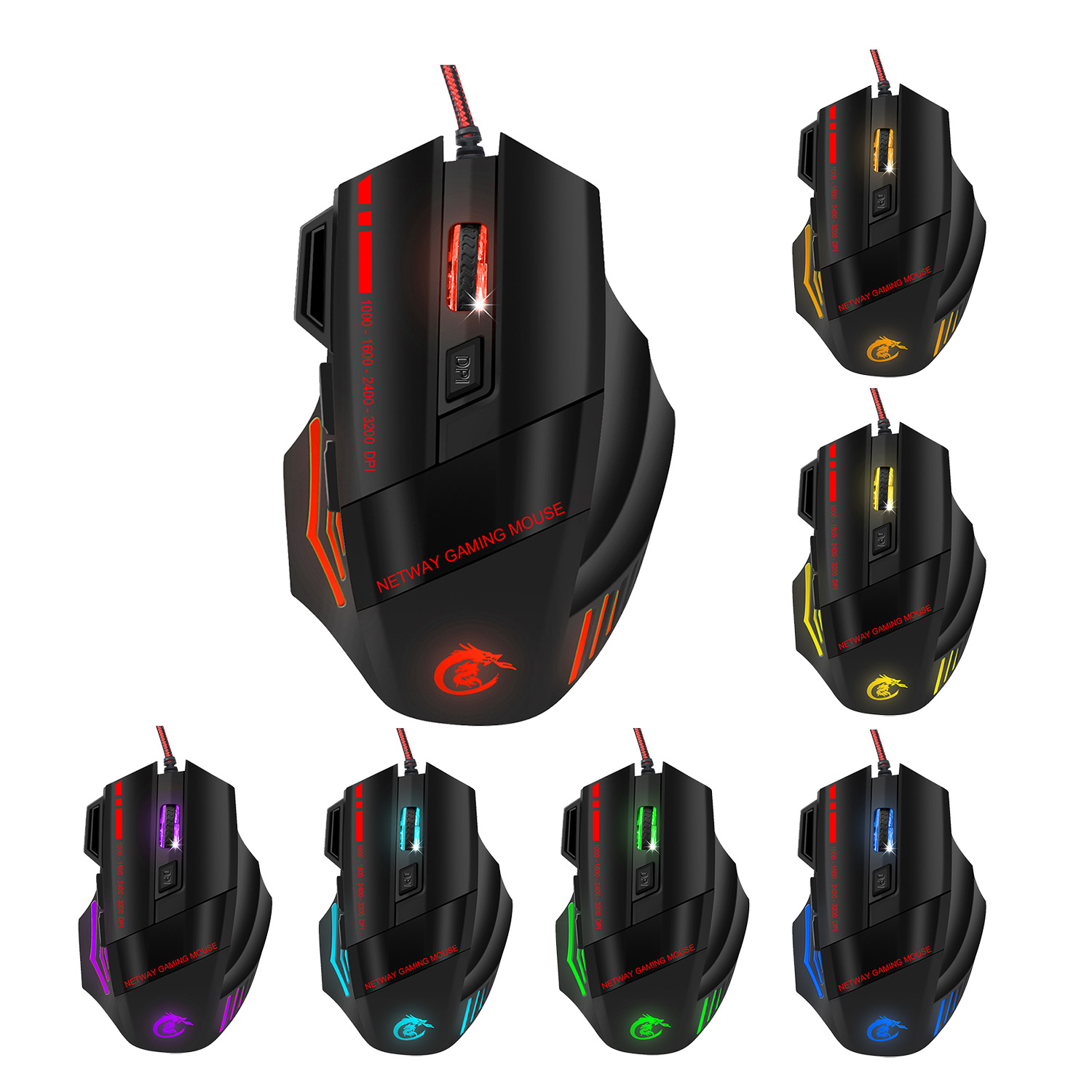 Colorful 7D glowing game mouse wired MOUSE 3200dpi firepower key batch 7_voghion.com