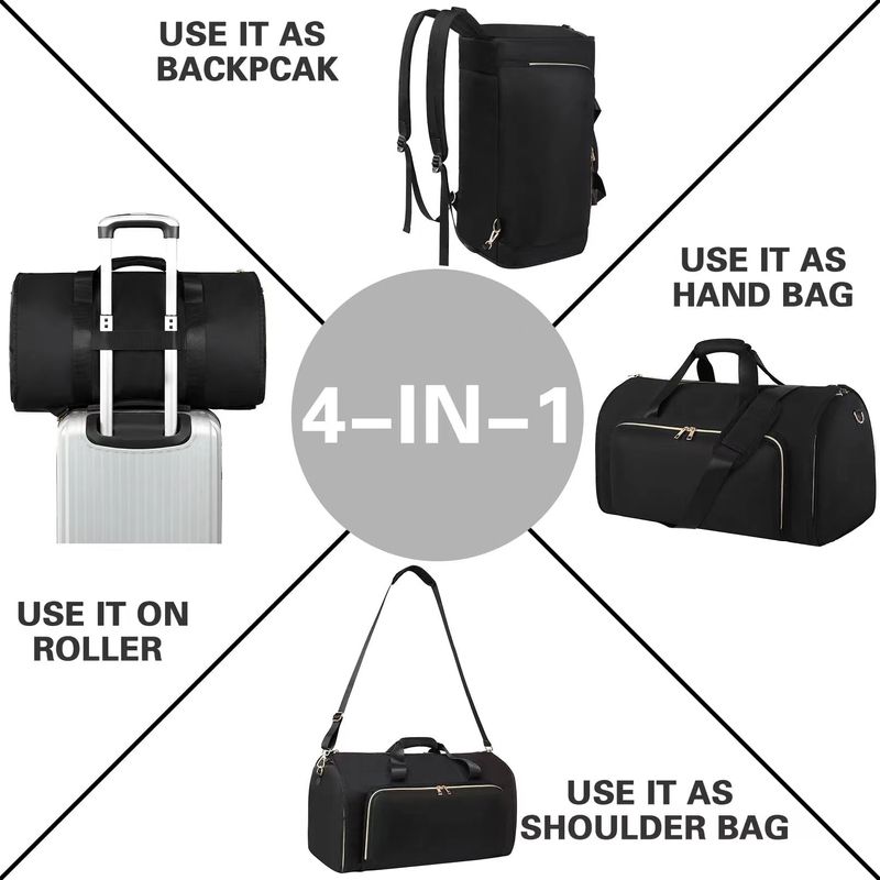Reiseanzug, umwandelbare Kleidung, faltbare Aufbewahrung, hängende Kleidertasche, Umhängetasche und drehbarer Rucksack_voghion.com