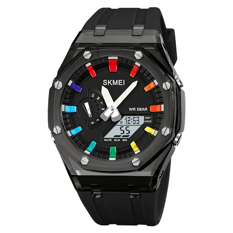 Men's Waterproof Digital Watch With Led Light And 5 Alarms_voghion.com