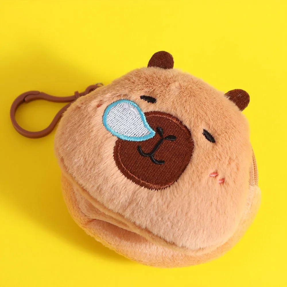 Zipper Wallet Coin Pouch Capybara Plush Purse Bag With Keychain Pendant Protective Case_voghion.com