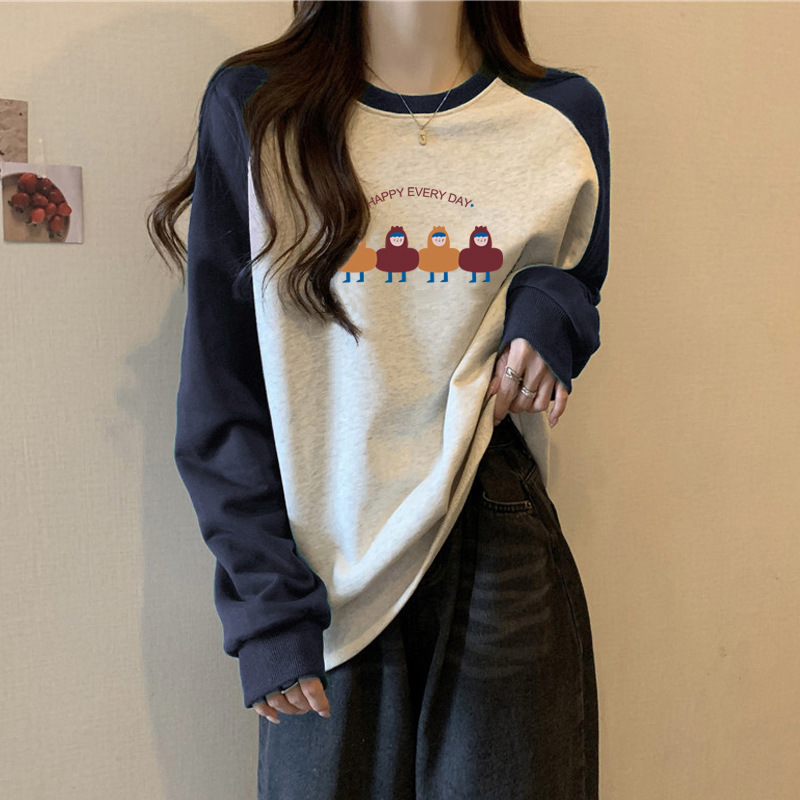Damen Sweatshirt Mit Raglanärmeln Und Color-blocking Für Herbst_voghion.com