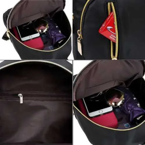 Zaino da scuola in nylon alla moda nero per ragazze adolescenti Mini per ragazze Borsa da viaggio a tracolla Zaino da donna C241011C241011_voghion.com