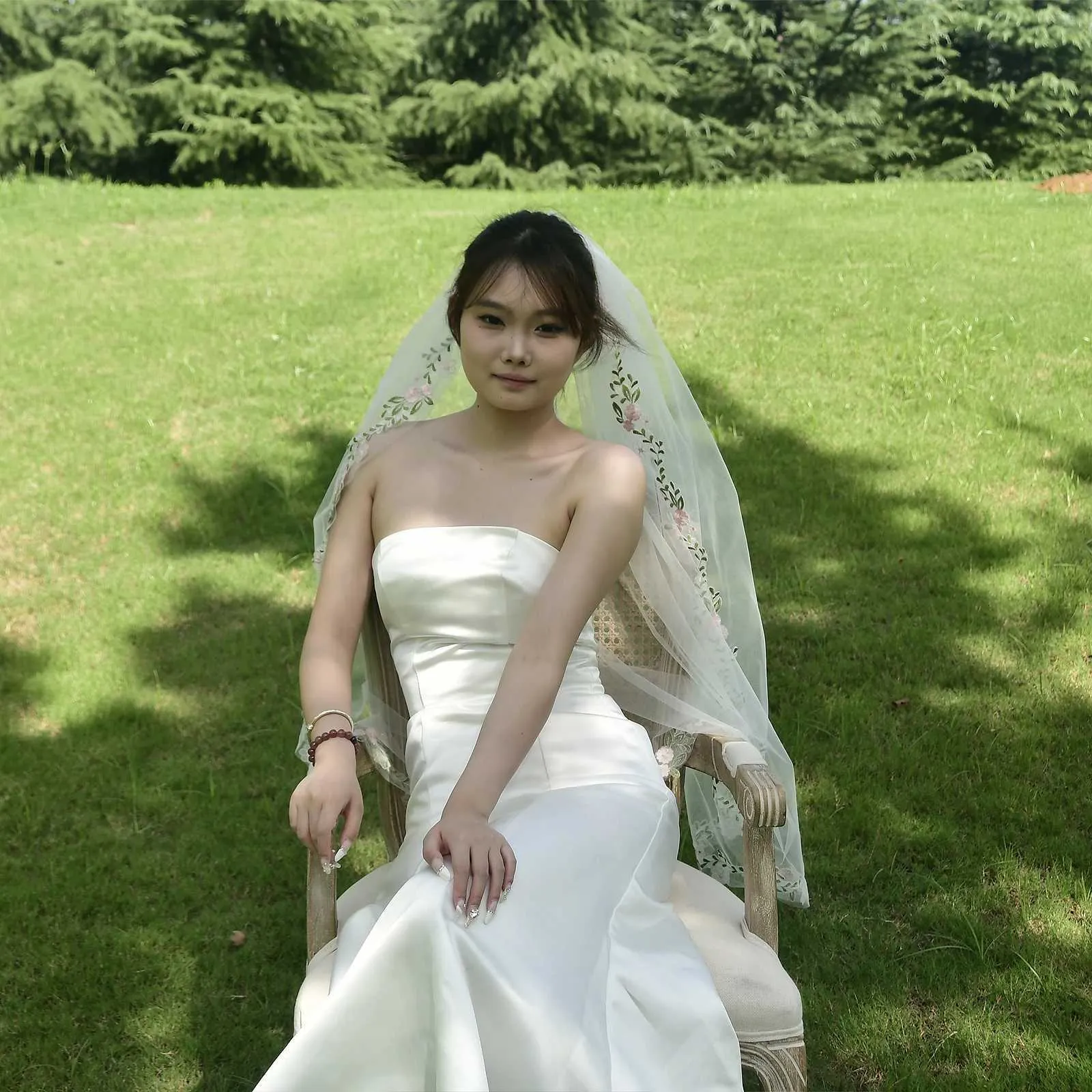 Gioielli per capelli Velo corto con bordo in pizzo Veli da sposa 1 strato Lunghezza fino alla punta delle dita Mantiglia Morbida Abiti da sposa Accessori per_voghion.com