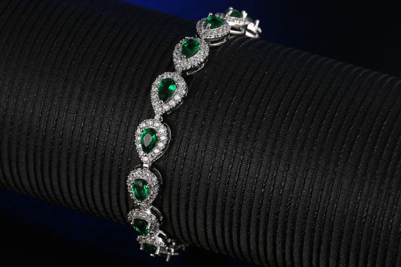 Pulseira feminina de zircônia com gota d'água e joias da moda Ruose_voghion.com