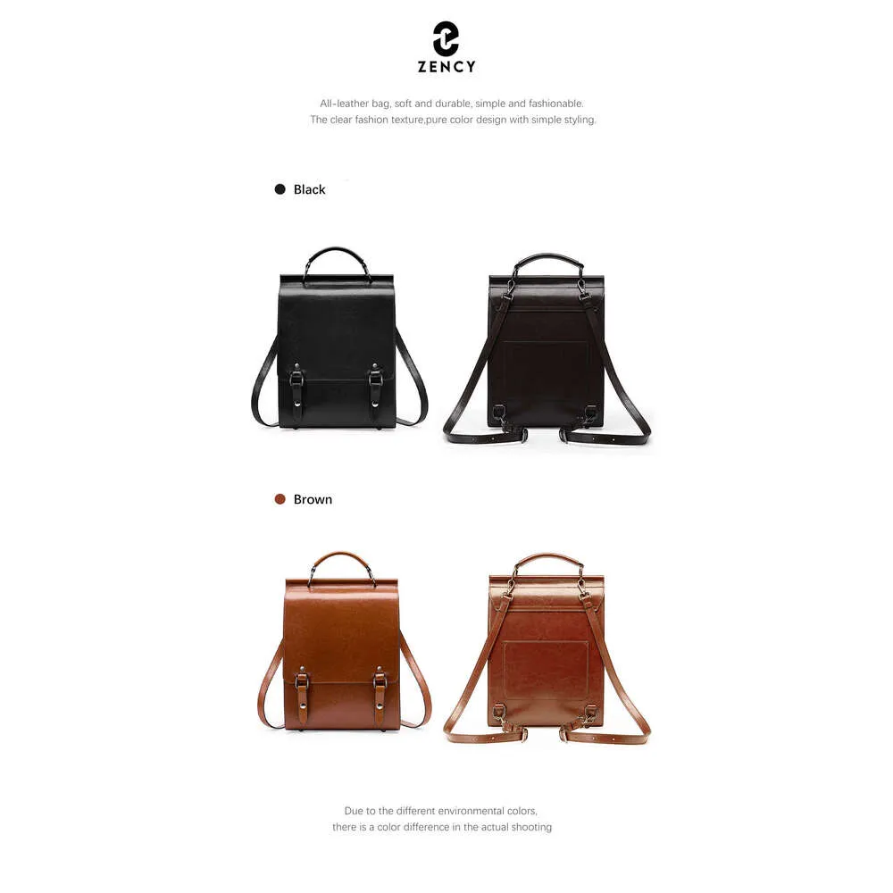 Zency Women's Trend Retro A4 Backpack Preppy Style Student Satchel Laptop School Office Ladies Bags 2024_voghion.com