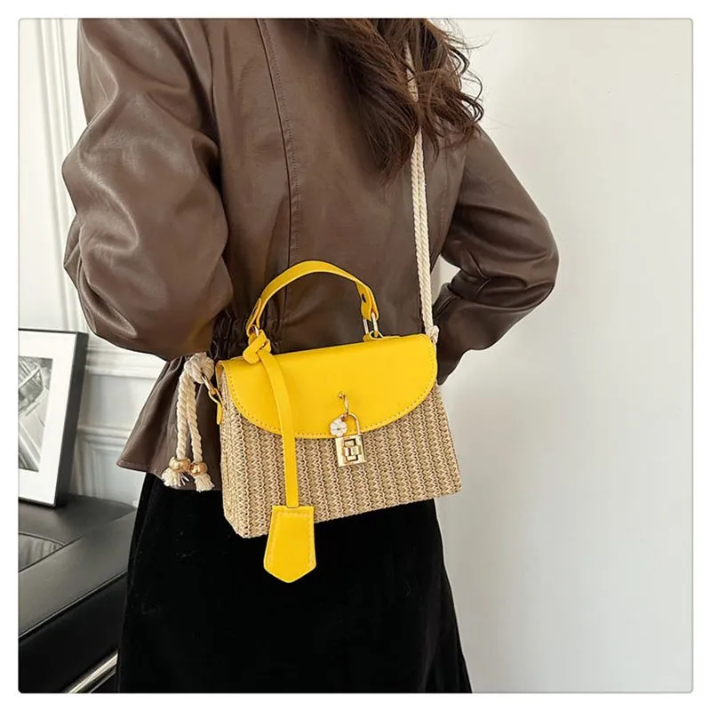 Borsa a tracolla singola in tessuto con trama premium quadrata piccola, con spedizione gratuita, 2025, nuova moda per pendolari_voghion.com
