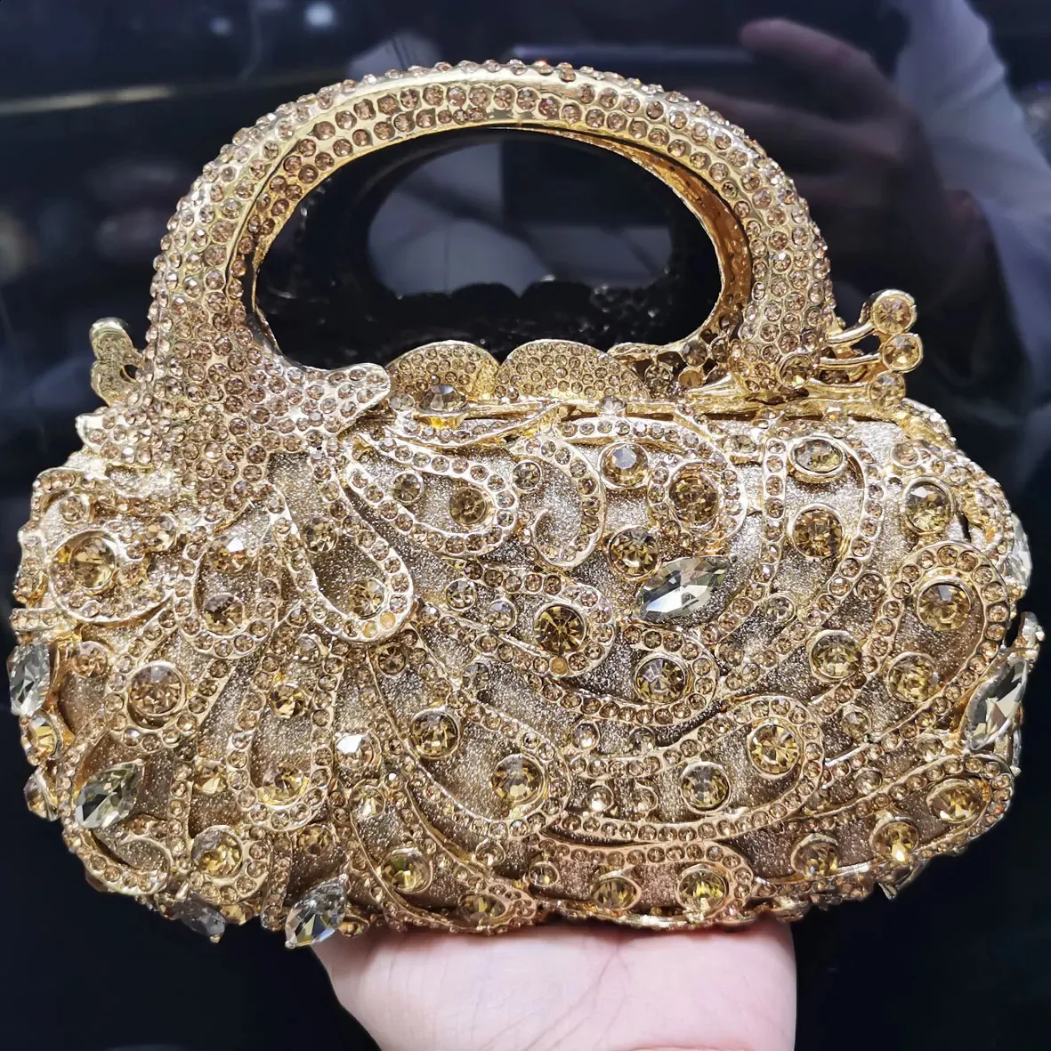KHNMEET Genți de mână mini din auriu roz, cutie de cristal, genți de seară pentru femei, poșetă de nuntă cu șampanie, SM94 240819_voghion.com
