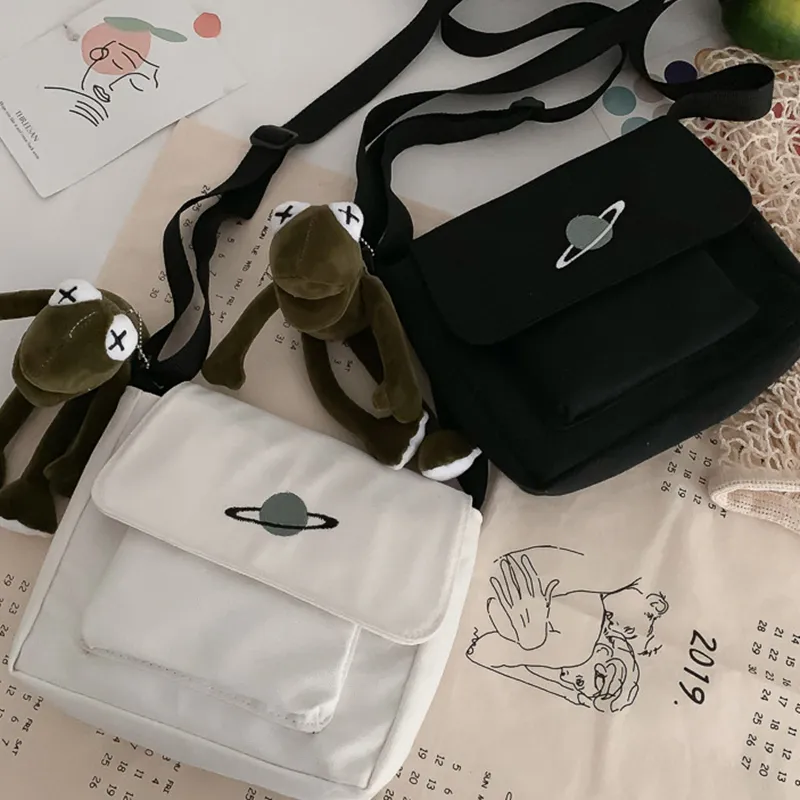 Sac messager en toile pour étudiantes, petit format carré, tendance, polyvalent, à bandoulière, pour jeunes filles_voghion.com