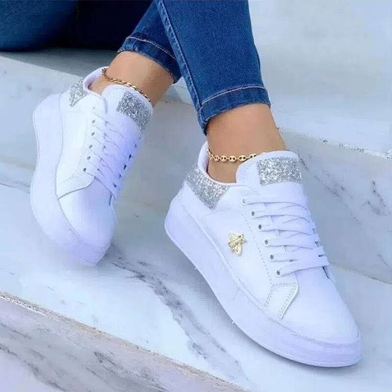 SHLIANG Scarpe autunnali impermeabili Sneakers bianche per donna Versione coreana Scarpe sportive piatte casual con lacci Scarpe vulcanizzate da donna Y0294_voghion.com