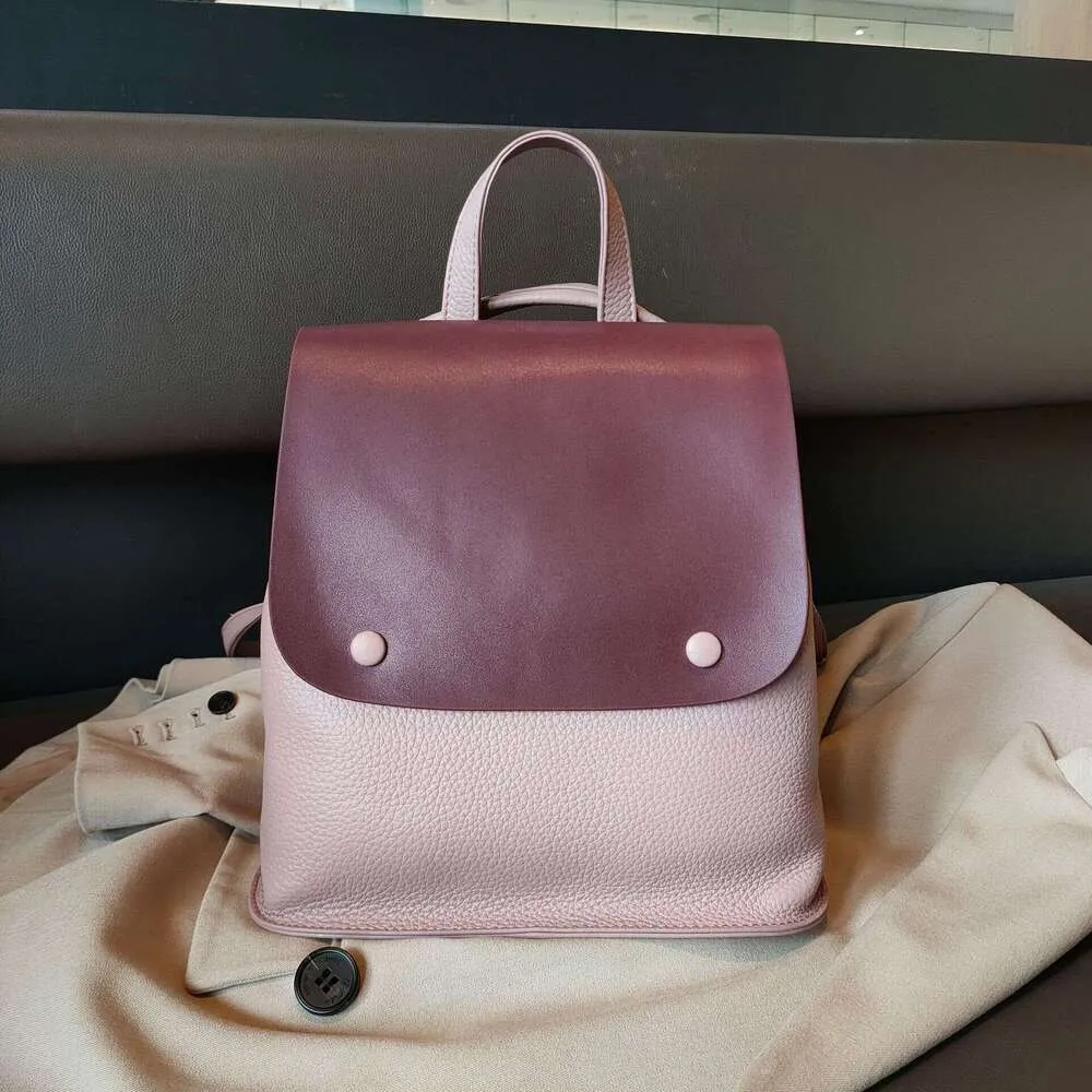 Sac à dos en cuir de vache pour femme, sac à bandoulière de style coréen avec bouton de couleur, sac de loisirs pour collège de haute qualité_voghion.com