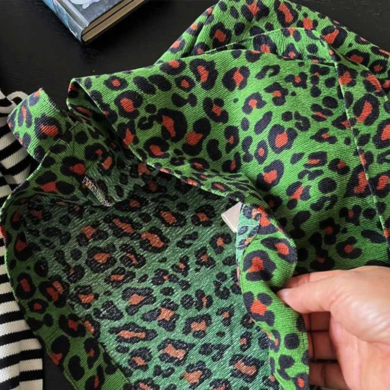 Sac à main en velours côtelé pour femme avec bandoulière en tissu imprimé panthère verte, grande capacité, sac de loisirs, de voyage, de shopping_voghion.com