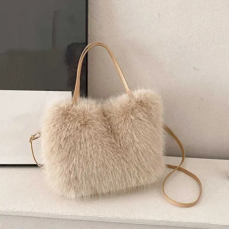 Designer Bag Artificial fur bucket plush design womens handbag soft winter cross body shoulder bag Bolsa Feminina 2025_voghion.com