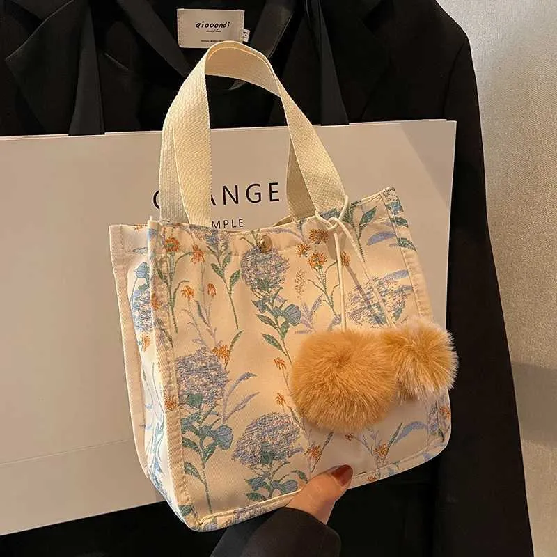 wer Printing Wens Fi Einkaufstasche Große Kapazität Student Canvas Buch Handtasche mit Anhänger Y241109_voghion.com