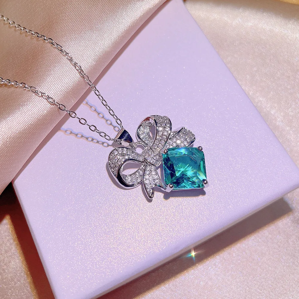 collana pendente fiore diamante designer argento carino dolce rosa cristallo splendente cz zircone choker collane orecchini orecchio_voghion.com