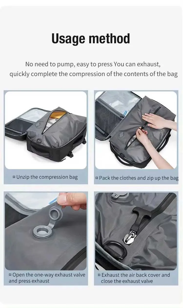 Zaino da viaggio con airbag espandibile per uomo, 16 pollici, impermeabile, per laptop, con compressione sottovuoto_voghion.com