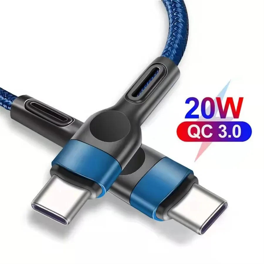 Câbles USB-C, charge rapide, type C, données, 60 W, 20 W, câble tressé pour accessoires de téléphone portable_voghion.com