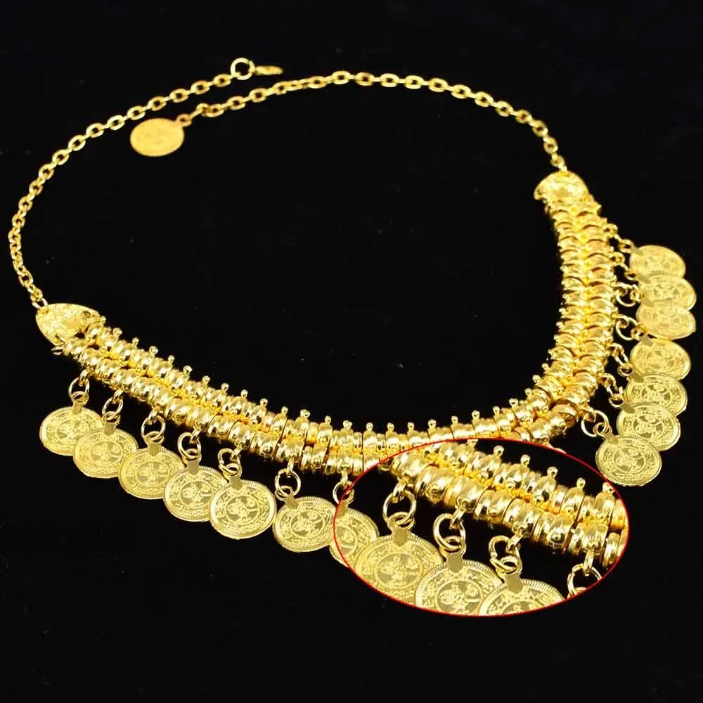 Ethnisches Münzcollier In Gold Und Silber Für Damen Boho Stil_voghion.com