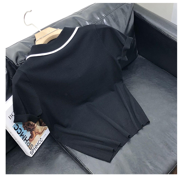 Herretøj Sommer Tynd Strikket Kortærmet Herrepoloshirt Med Revers Issilke T-shirt Ungdom Halværmet Sweater Herre Slim Fit_voghion.com