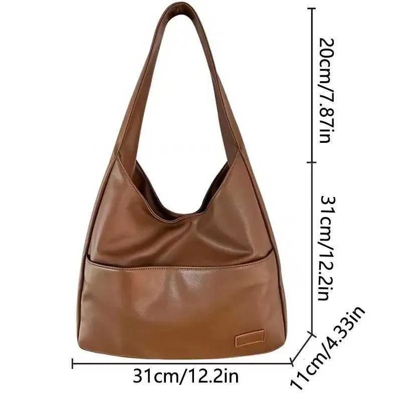 Large Black Leather Shoulder Bag For Women Versatile Commuter_voghion.com
