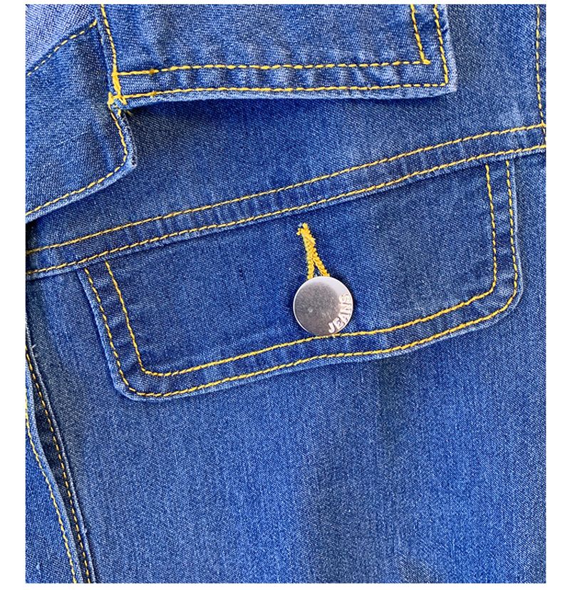 Rochie de lucru pentru femei, stil subțire, cu guler polo, scurtă, de vară, cu imprimeu denim, stil gros, mm, stil gros_voghion.com