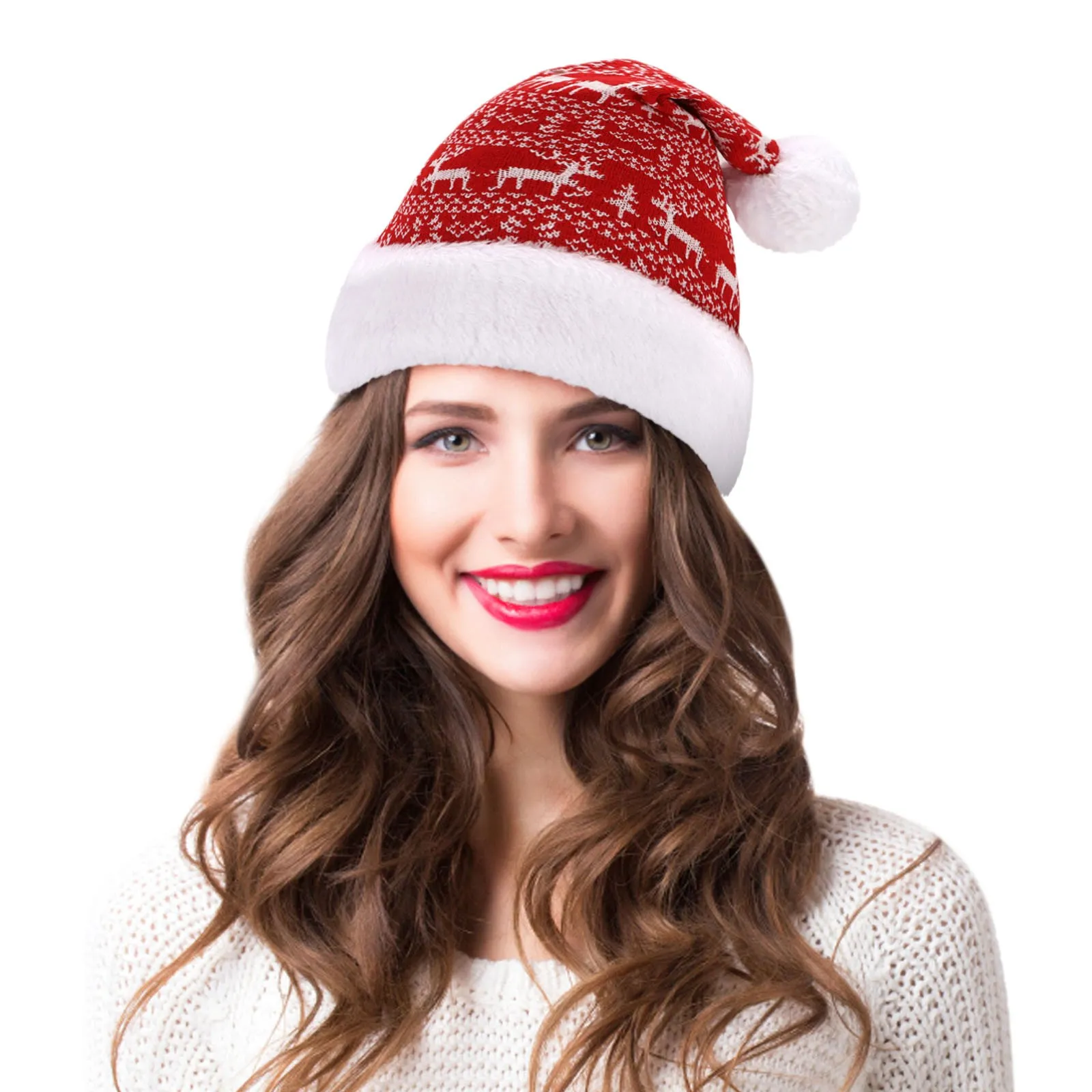 Chapeaux Écharpes Ensembles Casquettes de baseball Chapeau enroulable Hiver Noël Laine Cerf Neige Flanelle Adulte Tricoté Casquette de baseball Soutien_voghion.com