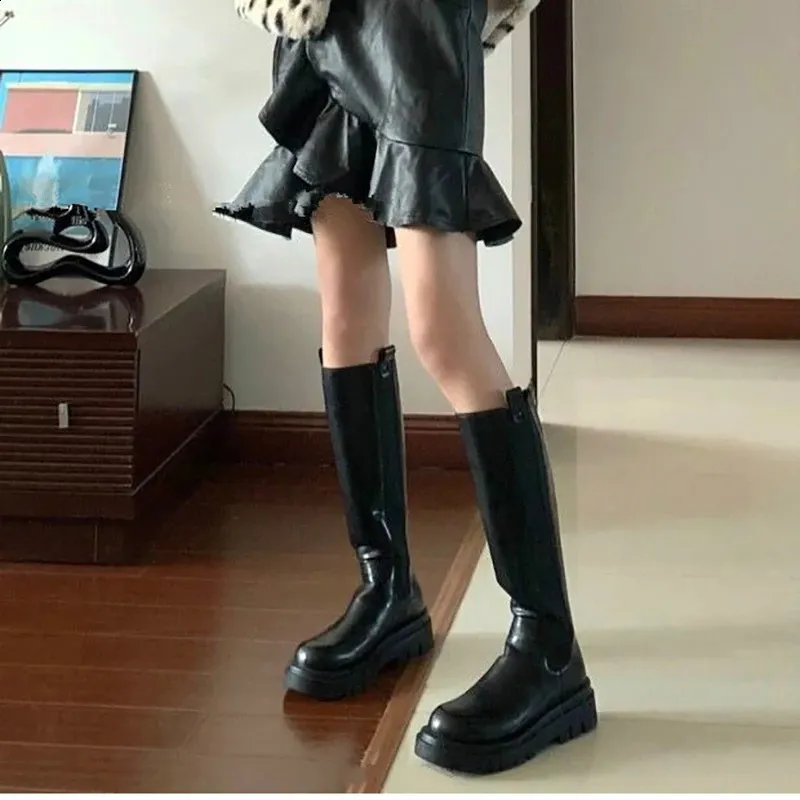 Damen Overknee Stiefel Mit Dicker Sohle Modische Reiterstiefel_voghion.com