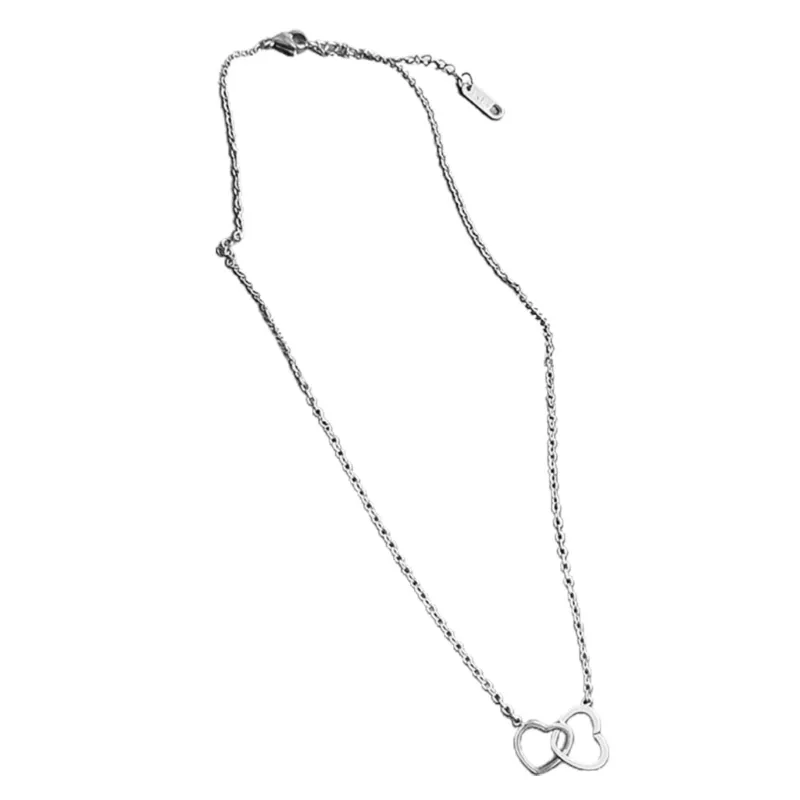 Catene Semplice Hollow Doppio Cuore Ciondolo Choker Moda Metallo Clavicola Catena Collana Festa Gioielli Impilabile Collare_voghion.com