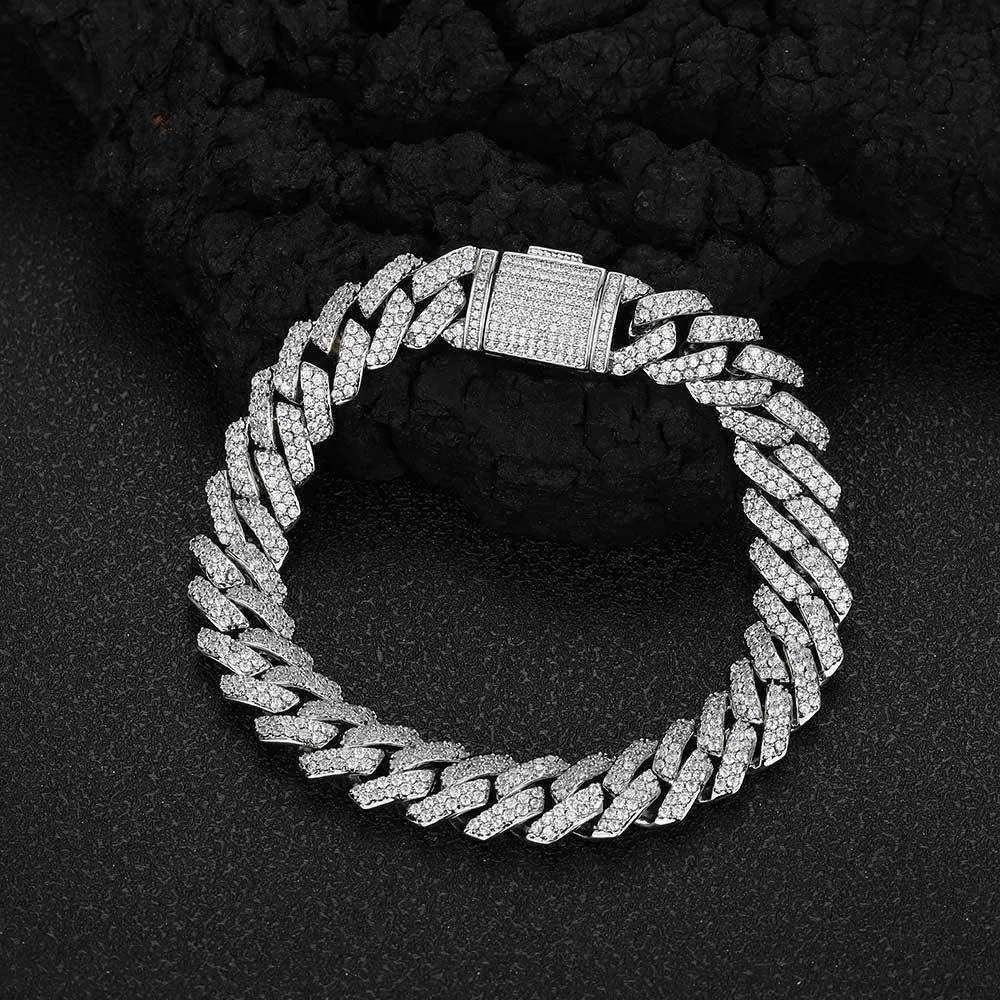 Herren Moissanit Cuban Link Armband Aus Sterlingsilber 10mm_voghion.com