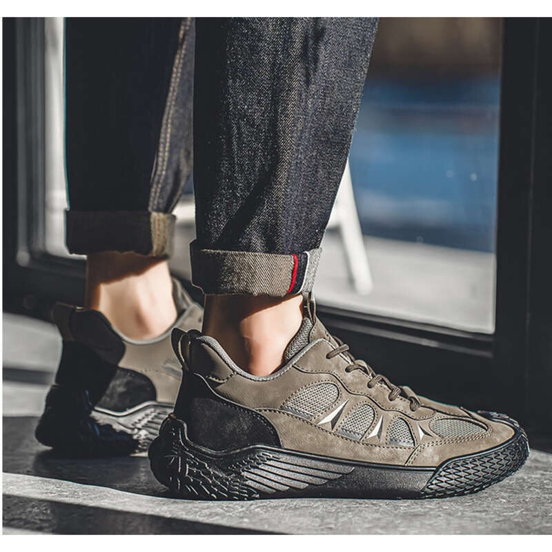 Kevadised moodsed mitmekülgsed võrgust tööjalatsid meestele, khaki hallid mustad kaardivärvid_voghion.com
